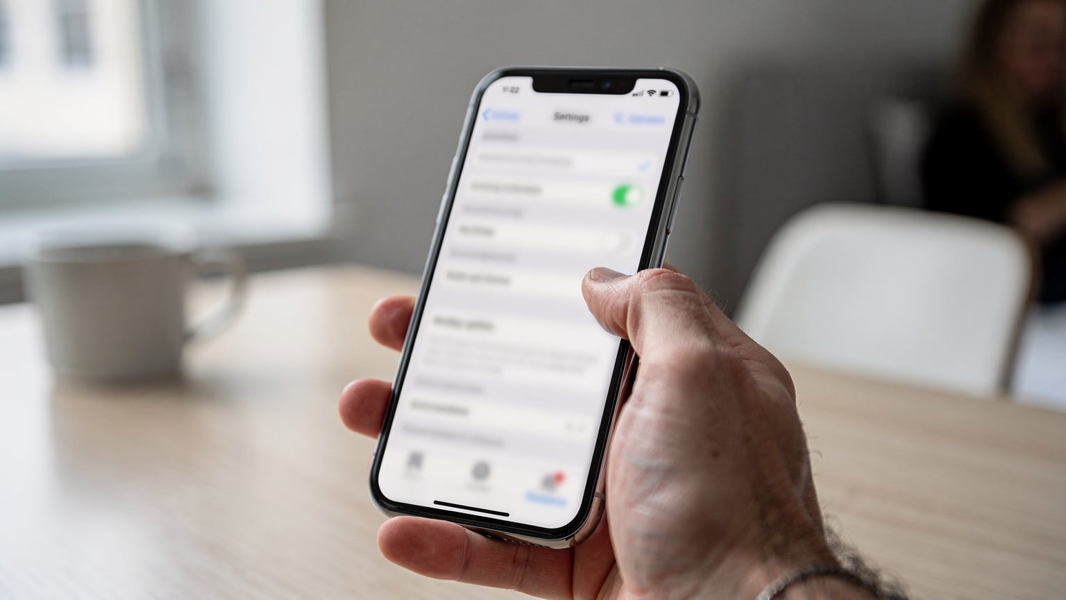 A close-up of an iPhone screen displaying the 'About' section in Settings, with various device and cellular identifiers.