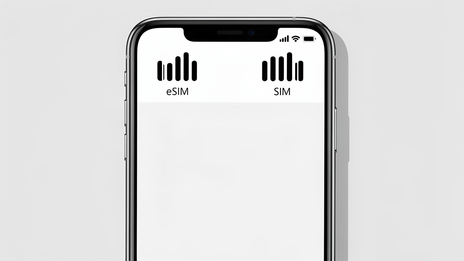 איור של טלפון חכם המציג שני סמלי קליטה, אחד ל-eSIM ואחד ל-SIM פיזי, המעיד על שימוש בשני קווים במקביל.