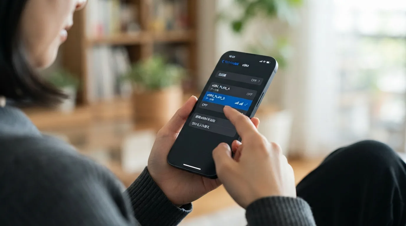 スマートフォンでeSIMの設定画面を表示している様子