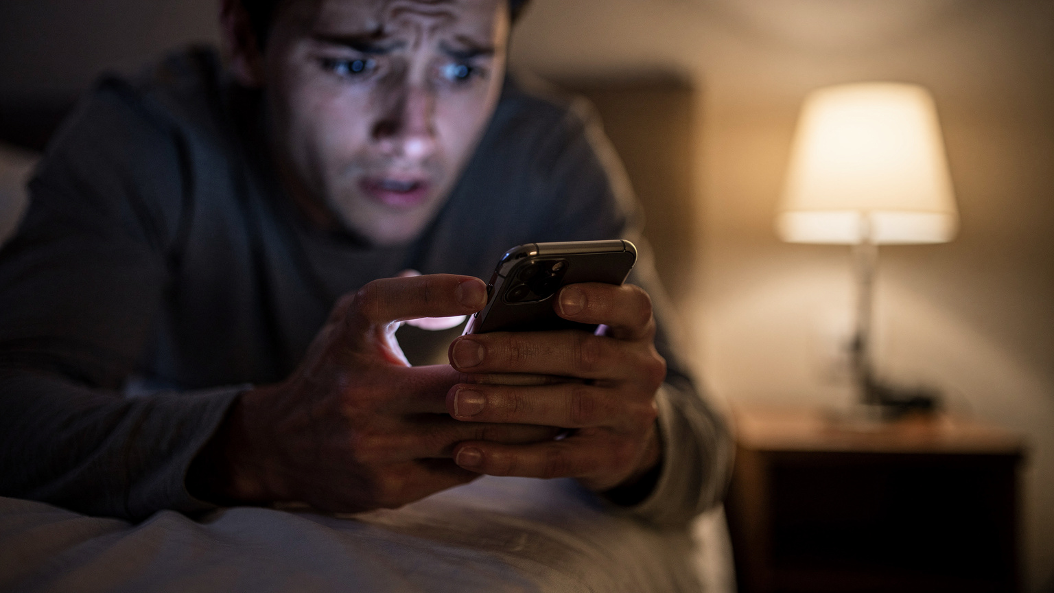 A close-up of a traveler carefully reviewing their AT&T international plan details on a smartphone screen, with a concerned expression, highlighting the complexity of roaming charges.