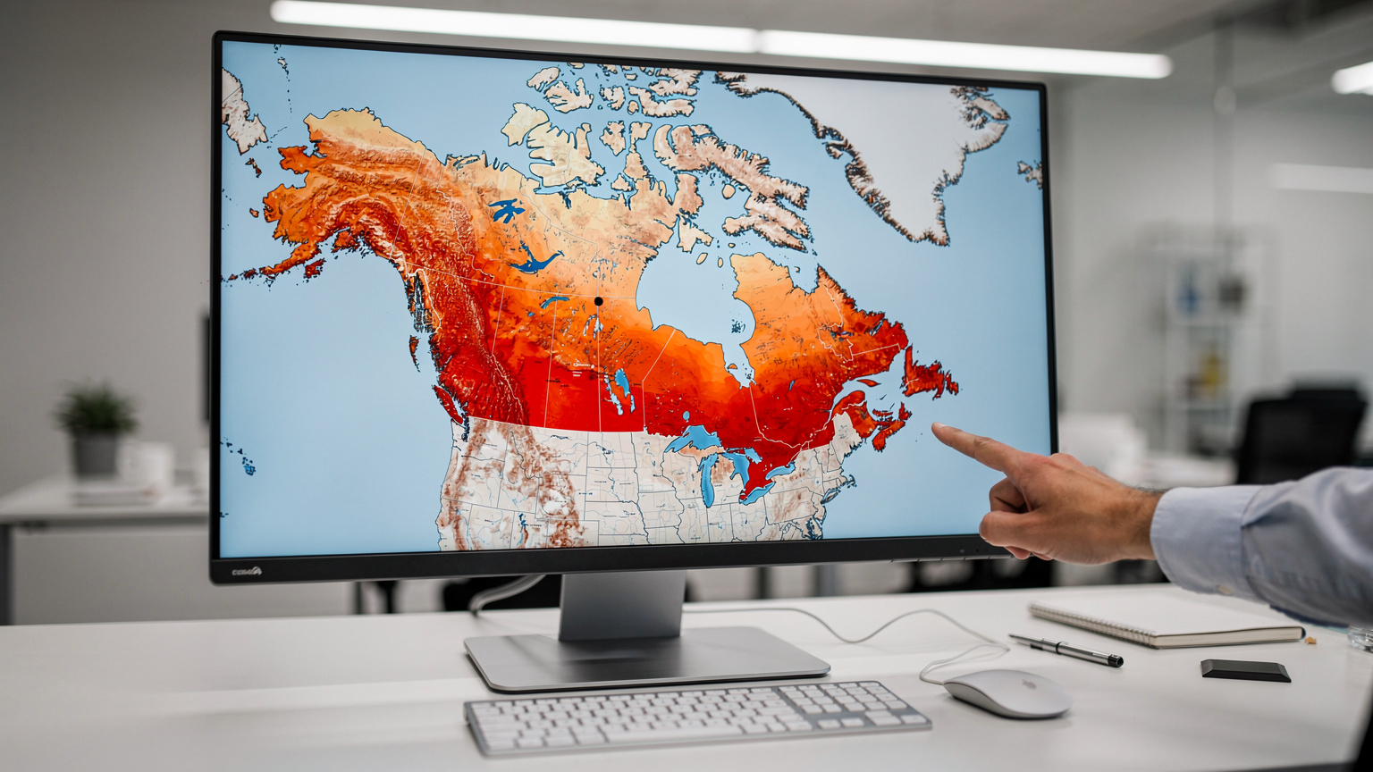 Eine detaillierte Karte Kanadas, die die Mobilfunk-Netzabdeckung von 5G und 4G in verschiedenen Regionen darstellt, mit hervorgehobenen Lücken in den Nationalparks.