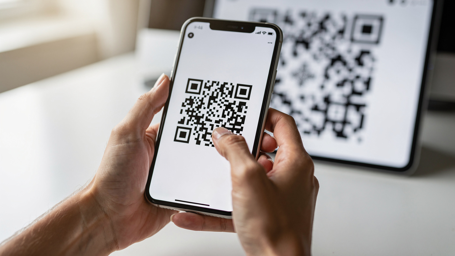 Un smartphone avec un profil eSIM en cours d'activation, montant un QR code scanné. Des mains tiennent le téléphone, symbolisant l'interaction rapide et l'installation facile.