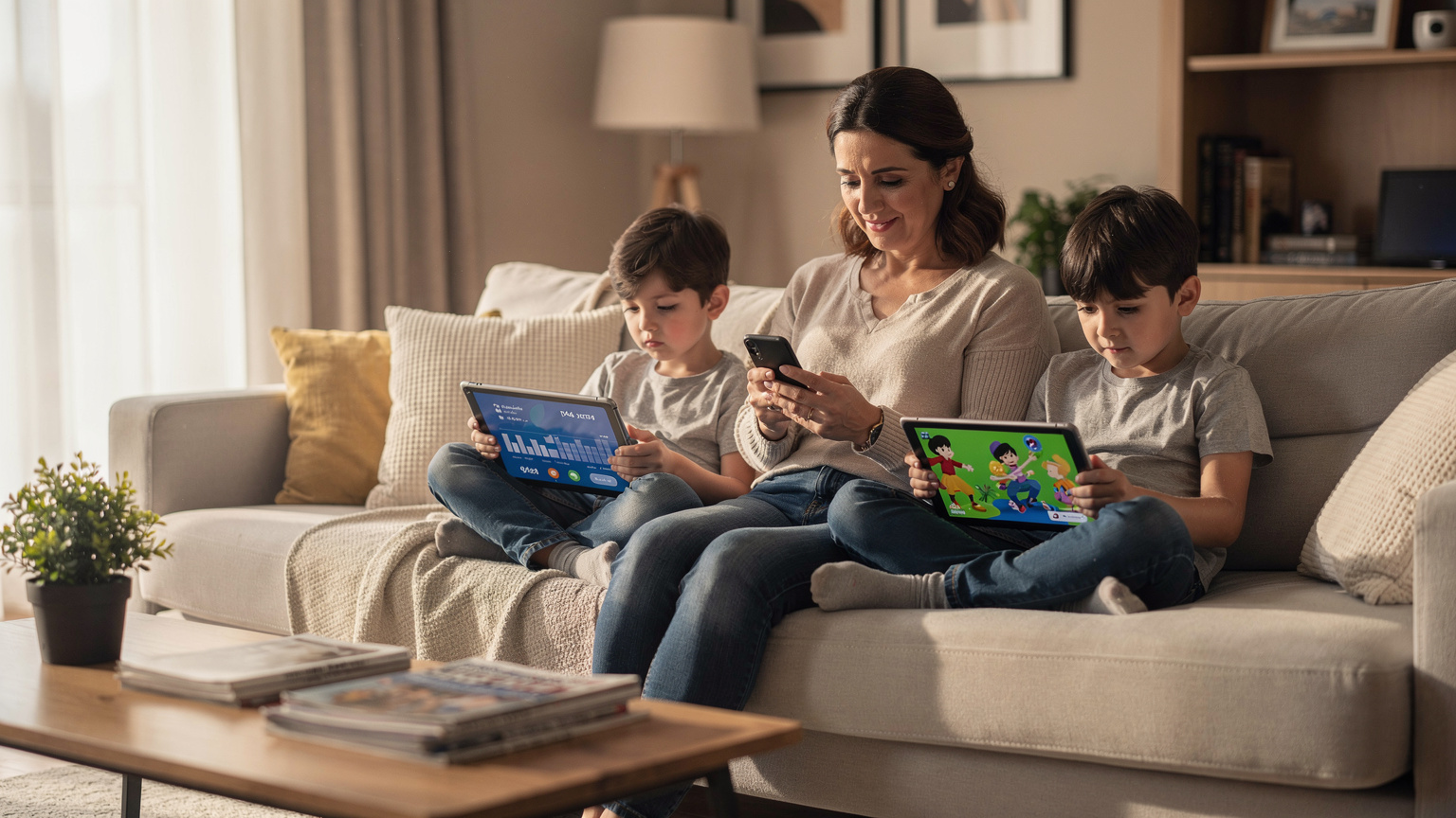 Bir annenin, çocuklarının tabletlerinde Disney+ izlerken kendi telefonundan internet bağlantılarını kontrol ettiğini gösteren bir ekran görüntüsü.