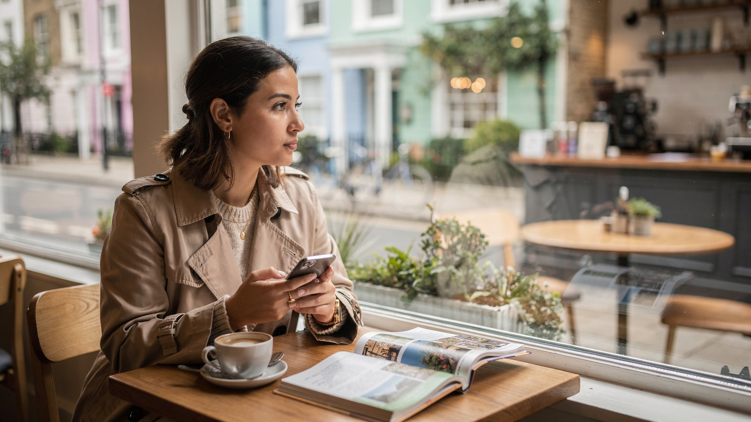 Londra'da, bir kafenin penceresinden dışarıyı izleyen genç bir kadın, telefonunda Cellesim uygulamasını açmış, harcadığı veriyi ve kalan bütçesini kontrol ediyor. Masada yarım kalmış bir kahve ve bir gezi rehberi duruyor.