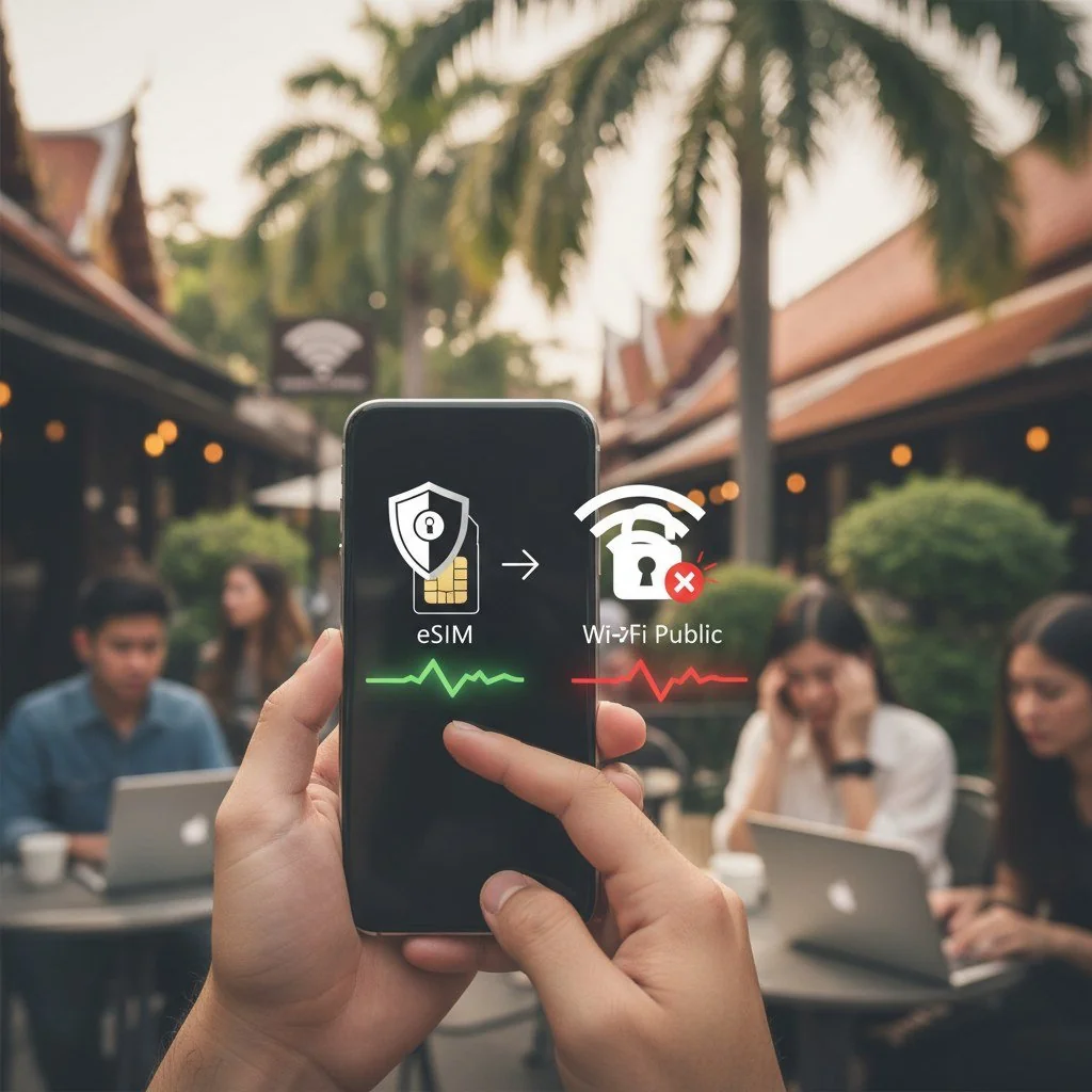 Sécurité et Confidentialité des Données : eSIM vs Wi-Fi Public en Thaïlande - Cellesim eSIM