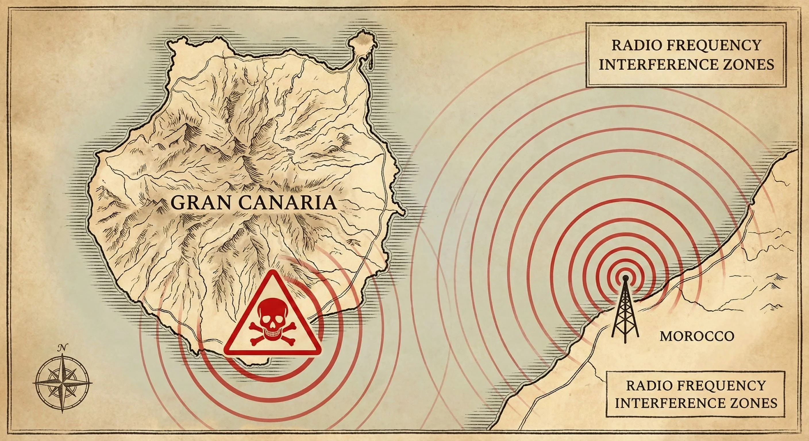 Mobiltelefon viser advarsel om høye roamingpriser. Illustrerer risikoen ved Marokko-roaming på Gran Canaria.
